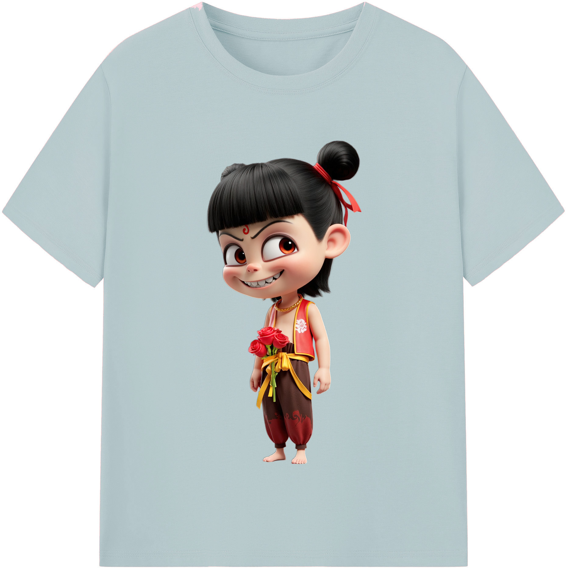 （画像用） Ne Zha 2 ナタ 魔童の大暴れ 綿100％半袖Tシャツ（フロントプリント）